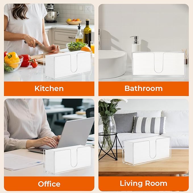 1PACK Paper Towel Holder, Countertop Paper Towel Dispenser Bathroom Paper Hand Towels Dispensers Clear Acrylic Napkin Holder Suitable for Z-fold, C-fold or MultiFold Trifold for Bathroom Kitchen - Image 8