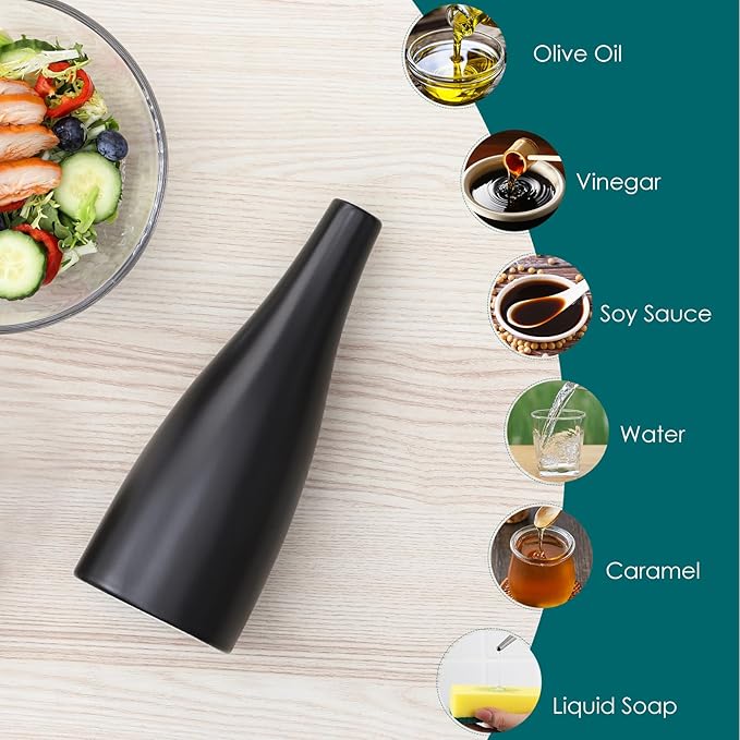 vancasso 16 Oz Ceramic Olive Oil Dispenser Bottle, Bottle Dispenser with Spout and Funnel for Kitchen,Suitable for Oil, Vinegar, Coffee Syrups & Other Liquids，BK - Image 7