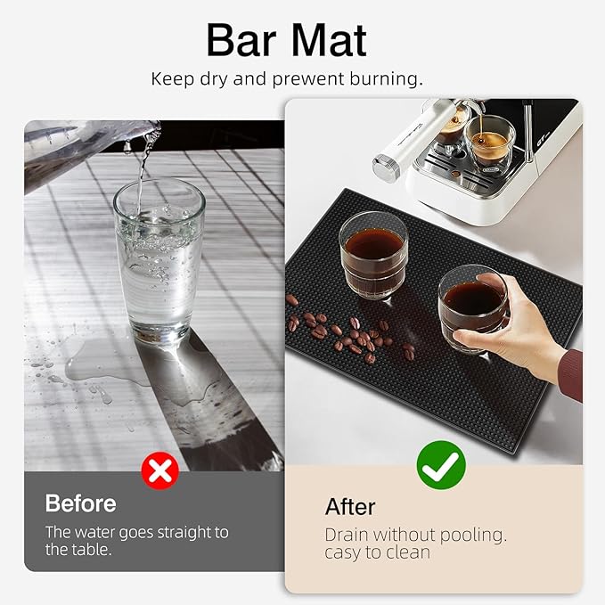 4 Pcs Bar Mats for Countertop 18 x 12 Inch Rubber Silicone Bar Drying Coffee Non Slip Mat for Bartending Home Cocktail Bars Restaurants (Black) - Image 3