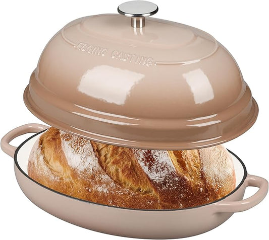 EDGING CASTING Enameled Oval Cast Iron Dutch Oven Pot with Lid, Bread Dutch Oven for Sourdough Bread Baking, Dutch Oven Bread, Bread Oven, 6QT, Mocha by EDGINGCOOKWARE