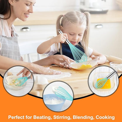 HOTEC 4 Pieces Silicone Whisks Set, Wire Balloon Whisks Egg Beater, Non-slip Handle Whisk for Non-stick Cookware Perfect for Cooking, Stirring, Beating and Blending (Blue) - Image 7