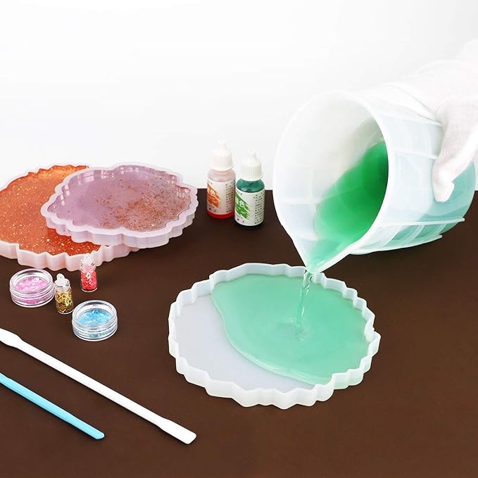 Gartful 9PCS Silicone Mixing Cups Set, Resin Casting Tool Kit, DIY Craft Set for Epoxy, 1pcs 700ml Oversize Measuring Cup, 1pcs 250ml Large and 3pcs 100ml Reusable Measurements Cups, 4pcs Mixing Cups