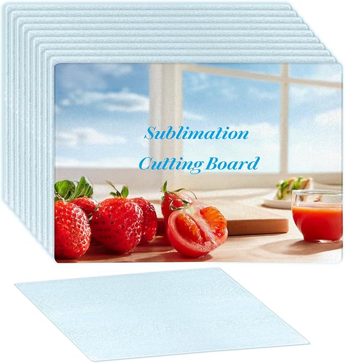 10 Pcs Sublimation Cutting Board Blanks, Textured Tempered Glass Cutting Boards For Kitchen, Anti Slip Chopping Board For Countertop Heat Press Machine Personalized Home Decoration