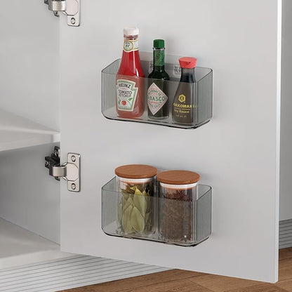 MaraFansie 2 Pack Plastic Lid Organizers - Inside Cabinet for Kitchen, No Drilling Wall Mount Container Holders for Tupperware, Food Storage, Clear Gray - Image 3