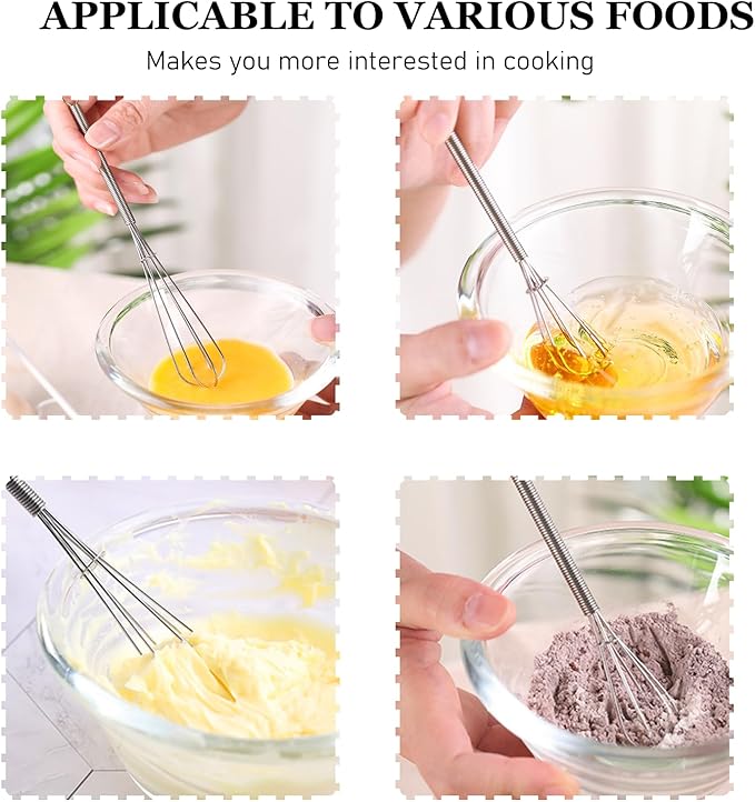 NileHome Mini Whisks Stainless Steel Whisk Set 5" 7" Kitchen Small Wisk Balloon Wire Tiny Whisks for Cooking, Whisking, Blending, Beating, Stirring 2Pack - Image 3