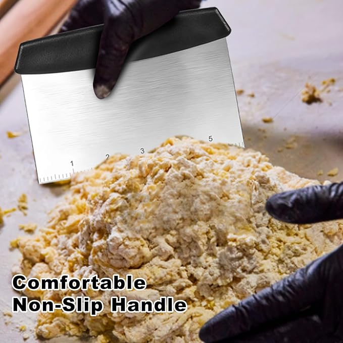 Bench Scraper,Dough Scraper,Premium Stainless Steel Dough Cutter with Measuring Scale,Multi- Purpose Food Scraper for Pastry,Cake,Pizza,Bread,Cooking - Image 4