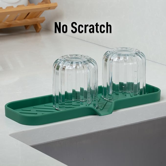 Zulay Kitchen Large Silicone Sponge Holder (12x4) – Flexible Sink Organizer Tray for Kitchen & Bathroom – Multipurpose Soap Dish for Sponges, Makeup, Trinkets & More (Pine Green) - Image 7