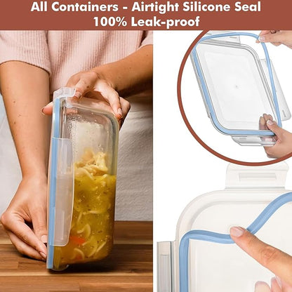 Razab 4 PC 1860ml / 63 Oz / 8 Cups Large Glass Food Storage Containers with Lids - Glass Meal Prep Containers for Roasting & Storing Leftover, Lunch Container with Lids, Microwave & Oven Safe - Image 4