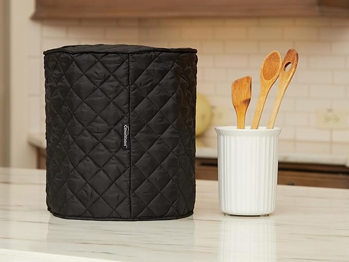 Covermates Keepsakes Stand Mixer Cover – Quilted Appliance Protector for Food Processors – Dust & Stain Resistant, Washable Slip‑On Design for Countertop Storage, Black