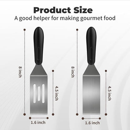 2Pcs Stainless Steel Spatula Set,Mini Serving Spatula for Kitchen Use,Metal Spatula for Cooking with Heat Resistant Handle,Metal Spatulas for kitchen use for Pancakes、Lasagna、Brownies (4PCS) - Image 2