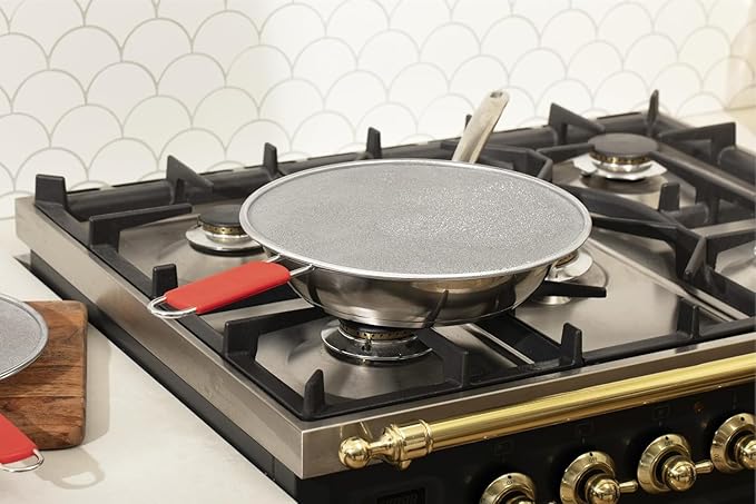 ALPHA LIVING 2 Pack Splatter Guard for Frying Pan & Food Strainer and Universal Cookware 13" - Stops Hot Oil Splash - RED Handle - Splatter Screen for Cooking - Alpha Living - Image 6