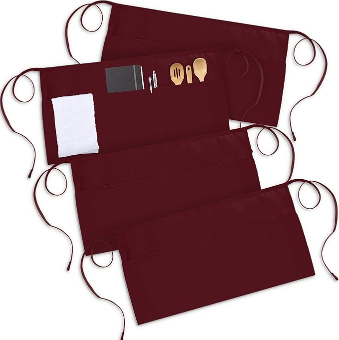 Utopia Wear 4 Pack Server Aprons with 3 Pockets, Waiter and Waitress Waist Aprons for Women with Pockets, Men Short Aprons - Image 5
