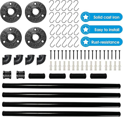 Industrail Pipe Pot Pan Rack, Wall mount Pot hangers Pan Haniging Rail Lid Hnager for kitchen with S Hooks (39"-2 Pack) - Image 3