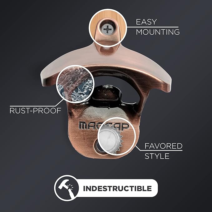Outdoor Bottle Opener Wall Mounted - Style Magnetic Beer Bottle Opener that Catches Caps - Easy to Install and Incredibly Convenient - Image 3
