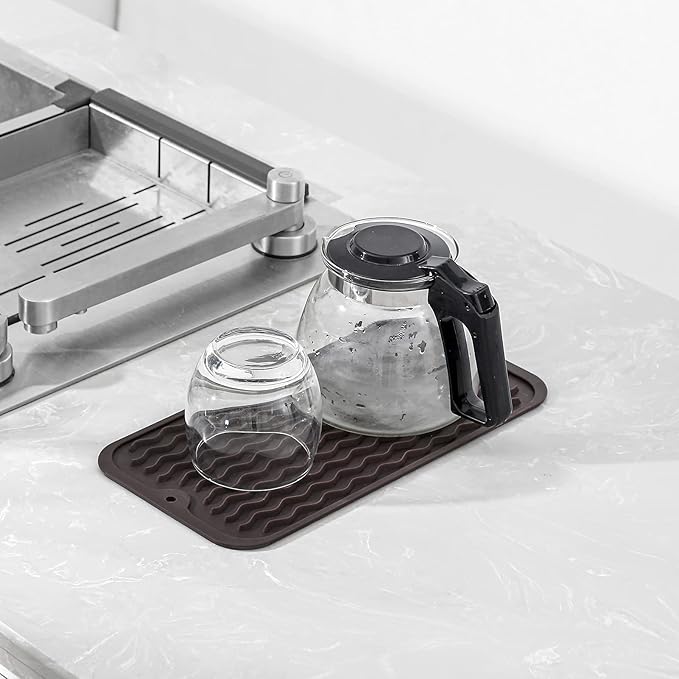 MicoYang Silicone Dish Drying Mat for Multiple Usage,Easy clean,Eco-friendly,Heat-resistant Silicone Mat for Kitchen Counter or Sink,Refrigerator or Drawer Liner Coffee S 12 inches x 6 inches - Image 6
