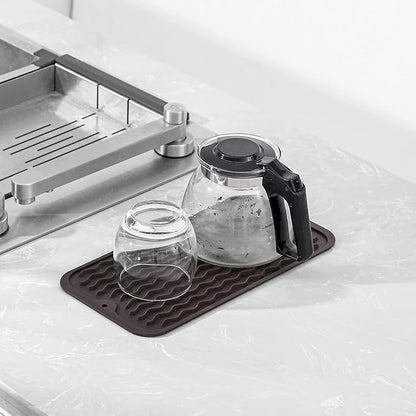 MicoYang Silicone Dish Drying Mat for Multiple Usage,Easy clean,Eco-friendly,Heat-resistant Silicone Mat for Kitchen Counter or Sink,Refrigerator or Drawer Liner Coffee S 12 inches x 6 inches - Image 6