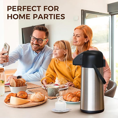 Coffee Carafe for Keeping Hot - Gezoss 102OZ / 3L Airpot Coffee Dispenser with Pump - Large Coffee Carafe for Hot Drinks Tea Liquid - Insulated Stainless Steel Hot Water Beverage Urn for Parties - Image 6