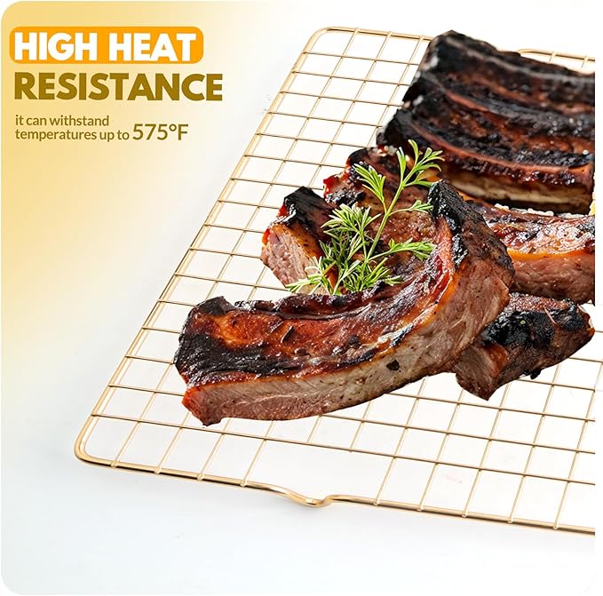 2 PCS Cooling Racks for Cooking and Baking, 15x10 Inches Stainless Steel Cooling Rack, Sheet Pan with Wire Rack for Baking Sheet, Bacon Rack Oven Safe Fits Jelly Roll Sheet Pan - Image 6
