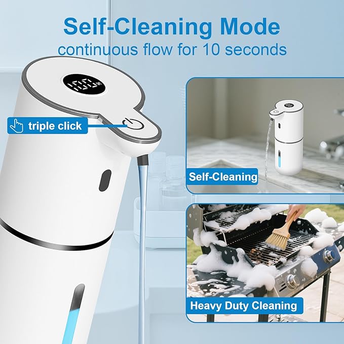 OHIFAST Automatic Liquid Soap Dispenser Touchless, USB Rechargeable Smart Hand Soap Dispenser, 6-Level Adjustable, 12.8oz/380mL Wall Mounted for Bathroom Kitchen Accessories Dish Soap-White - Image 5