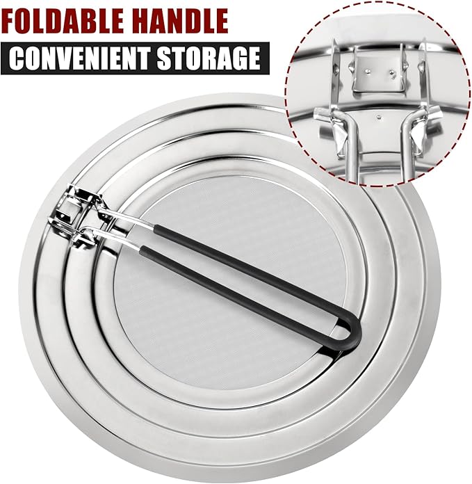 Stainless Steel Splatter Screen for Frying Pan - Grease Splatter Guard with Folding Handle - Cover Oil Splash from Bacon, Oil, or Deep Fryer - Food Strainer and Universal Cookware - Image 4