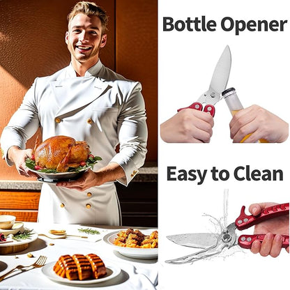 Heavy Duty Poultry Shears Scissors,Kitchen Shears for food Heavy Duty,Kitchen Scissors All Purpose,Chicken,Fish,Meat,Easily Separable for Thorough Cleaning,Dishwasher Safe.