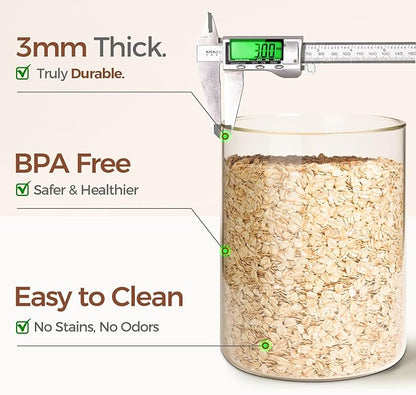 ComSaf 2Pcs Large Glass Storage Containers with Lids 4Qt, 1 Gallon Wide Mouth Flour Sugar Storage Containers, Large Capacity and Sealed for Rice, Cereal, Oat, Easy Clean and Scoop, Pantry Organization - Image 4