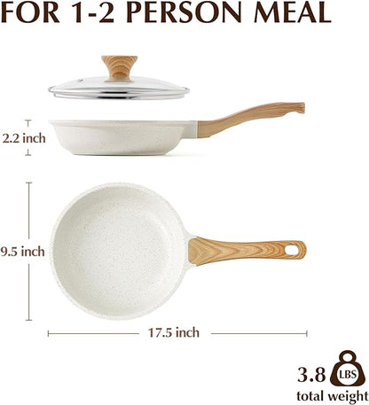 SENSARTE Nonstick Ceramic Frying Pan Skillet with Lid, 9.5 Inch Omelet Pan, Healthy Non Toxic Chefs Pan, Induction Compatible Egg Pan with Heat Resistant Handle, Free of Intentionally Added PFAS/PTFE - Image 9