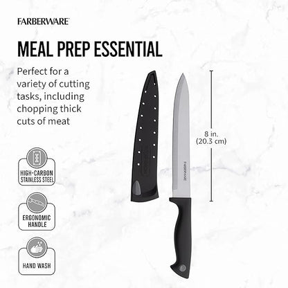 Farberware Edgekeeper 8-Inch Slicing Knife with Self-Sharpening Blade Cover, High Carbon-Stainless Steel Kitchen Knife with Ergonomic Handle, Razor-Sharp Knife, Black - Image 3