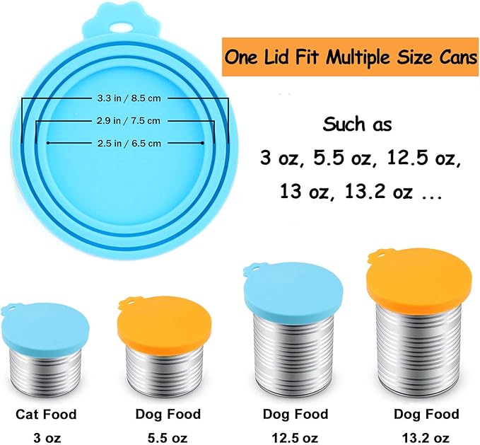 Comtim Pet Food Can Cover Silicone Can Lids for Dog and Cat Food(Universal Size,One fit 3 Standard Size Food Cans) (Blue/Orange) - Image 3
