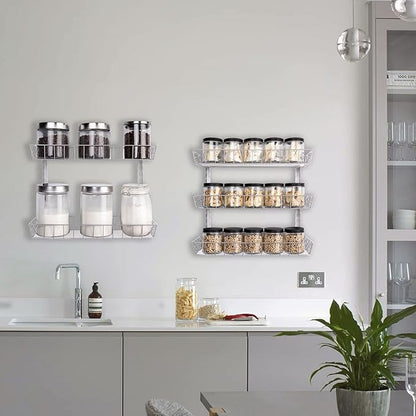 SWOMMOLY Adjustable Wall Mount Spice Rack, 6-Tier Dual-use (Multi-use) Organizer, Silver - Image 5