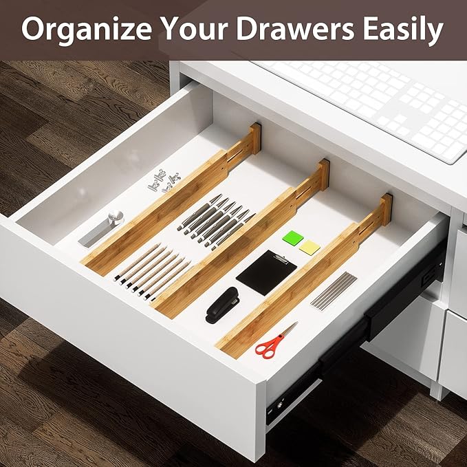 DUCOO 4 PCS Drawer Divider, 17"-22" Adjustable Bamboo Drawer Dividers Organizers, Expandable Separators for Kitchen, Clothes, Dressers, Home, Office - Image 5