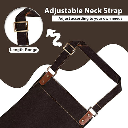 Apron for Men Women, Chef Apron with Adjustable Neck Strap, Heavy Duty Apron with Pockets, for Cooking, Gardening - Image 5