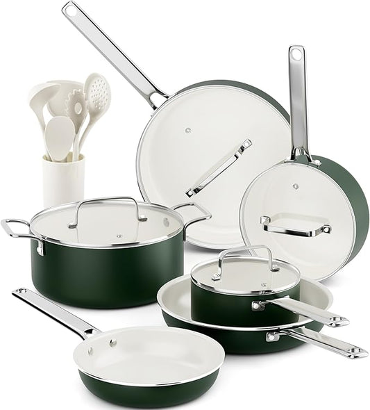 Pots and Pans Set - Nonstick Creamic Kitchen Cookware Sets Non Toxic Cookware Set With Dutch Oven, Frying Pan, Saucepan, Sauté Pan, Cooking Utensils Set, Pots and Pans for Cooking Set Gifts by VONIKI