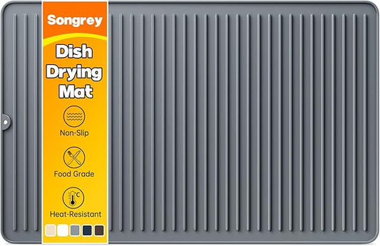 Songrey 28" x 18" Silicone Dish Drying Mat, Kitchen Counter Drying Pad for Sink Dishes or Under Rack, Multi-Use as Heat Resistant Trivet, Coffee Bar Mat by Unknown