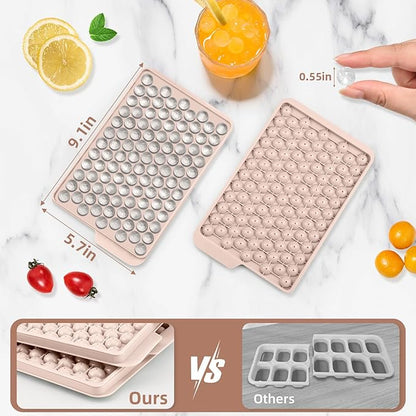 WIBIMEN Mini Ice Cube Trays, 0.55” Tiny Pebble Ice for Iced Coffee & Cocktails, Fast Chill, Easy Twist Release, Stackable with Lid & Storage Bin (4 Pack, Pink) - Image 5