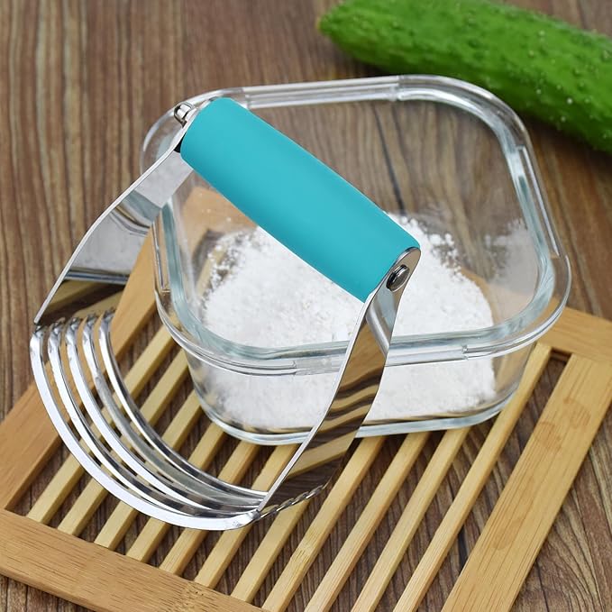 Dough Blender Heavy Duty Pastry Cutter Stainless Steel Butter Cutter Professional Baking Tool For Mixing Flour Butter (Blue) - Image 4