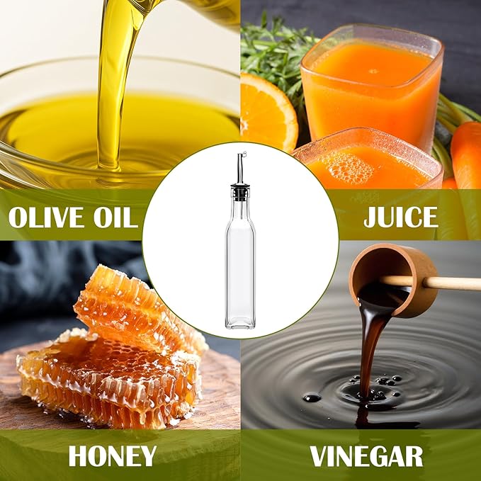 Salzesfalls 8oz Olive Oil Dispenser Bottle,Oil Dispenser for Kitchen,8 Pack olive oil dispenser with Stainless Steel Pourer Spouts,Vinegar Cruet Bottle with Pourers - Image 7