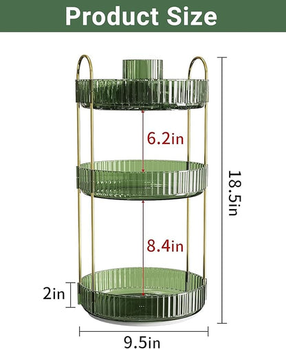 Asayuee 360 Rotating Makeup Organizer,3 Tier Large Capacity Make Up Organizers and Storage,Skincare Perfume Vanity Organizers,Bathroom Cosmetics Storage Organizer Countertop (Green) - Image 5