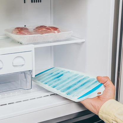 Meadow Lane Ice Stick/Cube Tray, Teal Blue, 1-Tray (4-Pack, 2 Green / 2 Blue), Narrow and Long for Sports Bottles