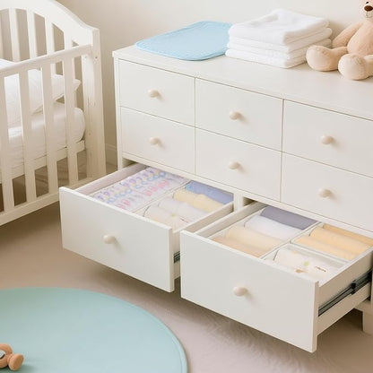 Criusia Drawer Organizer Clothes, 10 Pack Dresser Organizer for Baby Clothes, Underwear, Sock- Foldable Closet Organization and Storage Dividers Bins for Nursery, Bedroom (Oatmeal) - Image 4