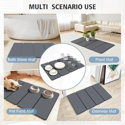 Large Stone Drying Mats for Kitchen Counter, Quick Dry Stone Dish Drying Mat 24"(L)×16"(W), Foldable Absorbent Diatomaceous Pad for Dish Rack, Plates, Cups, Pans