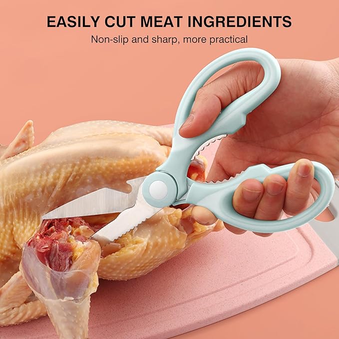 NileHome Kitchen Scissors, Stainless Steel Scissors All Purpose Heavy Duty, Kitchen Scissors for Food Dishwasher Safe, Kitchen Shears for Kitchen Meat Chicken Fish Poultry Herb Bread (Blue) - Image 4
