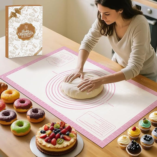 Silicone Pastry Mat for Dough Rolling, Extra Large Silicone Baking Mat with Measurements, Baking sheet for Cookies Fondant Pie Crust, Countertop Protector by MimekitchenKitchenHelper