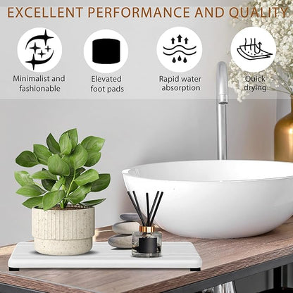 2PCS Water Absorbing Stone Tray,Quick Drying Stone Sink Tray,Water Absorbent Diatomite Coasters for Bathroom Counter and Kitchen Sink, Used for Hand Soap Dish Cosmetic Bottles Toothbrush Holders - Image 4