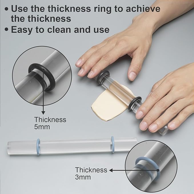 12 Polymer Clay Tools Acrylic Rolling Pin with Thickness Rings for Sculpting Craft Shaping Knife Cutters Slicer Kit Clear Rectangle Sheet Press Board Wire Texture Set Needle Detail Modelling Supplies - Image 3