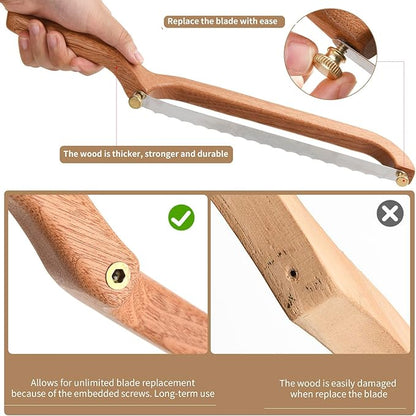 Uprichya Bread Knife for Homemade Bread Sourdough, Wooden Bread Bow Knife for Sourdough, Bread Slicer for Homemade Bread, Bread Saw, Sourdough Bread Cutter, Left-Handed