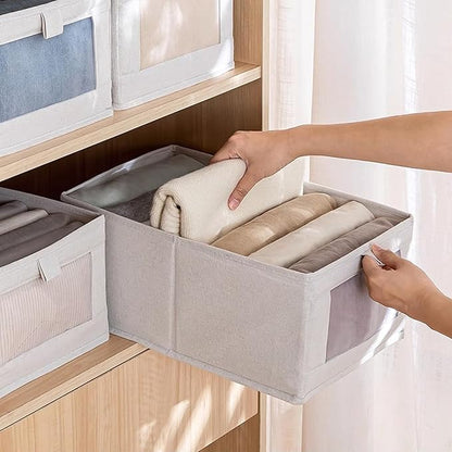 Linen Closet Organizers And Storage, 6 Pack Closet Storage Bins Linen Closet Baskets for Closet Organization Foldable Closet Organizer Bins with Clear Window For Organizing Clothing, Jeans, Shelves - Image 4