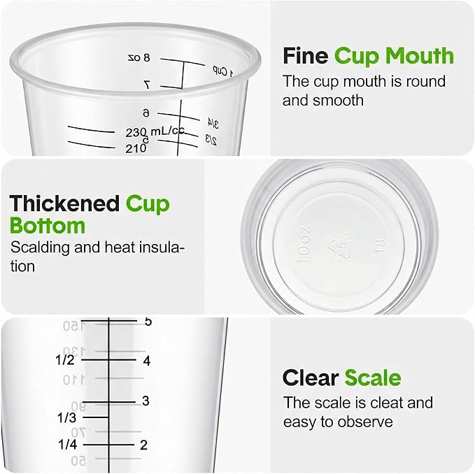 Yunsailing 500 Pack Disposable Measuring Cups for Resin 8 oz Clear Plastic Epoxy Reusable Liquid Mixing Cups for Cooking and Baking Supplies - Image 3
