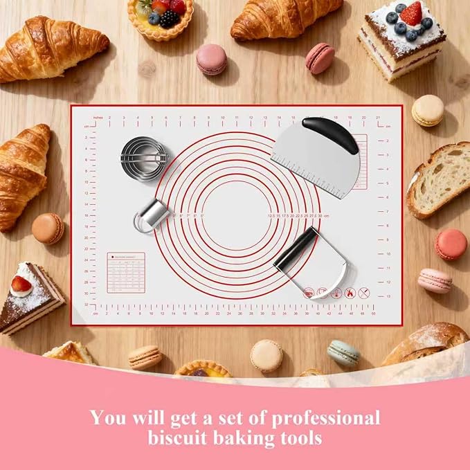 Biscuit Cutter, Silicone Pastry Dough Baking Mat Set, Baking Tools and Accessories Kit (4 Pcs/Set) - Image 6
