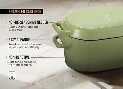 Kook Dutch Oven, for Bread Baking, Sourdough Loaf Pan, Dual Handles, Enameled Cast Iron, with Sling, Dishwasher Safe, Oven safe 500F, 3.4 Qt, Sage Ombre - Image 5